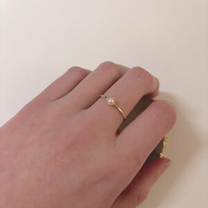 S925 gold plated ring with pearl size 6